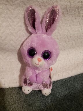 Ty Purple Bunny Plush with Sparkly Accents